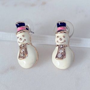 Cute Betsy Johnson Snowman Pierced Stud Earrings